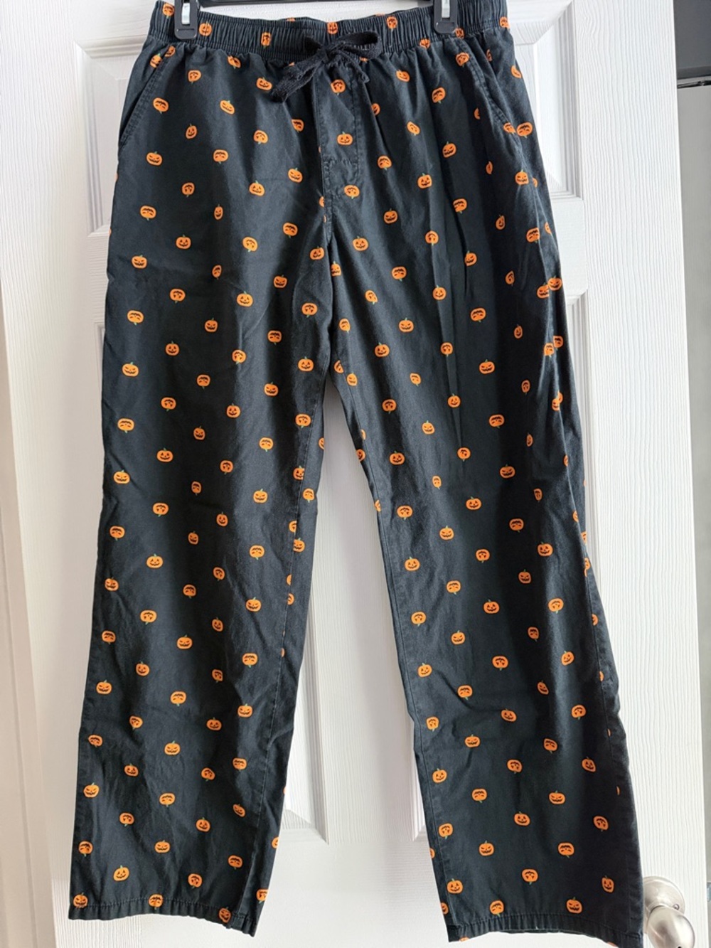 Old Navy Black Pajama Pants with Orange Jack-O'-Lantern Print